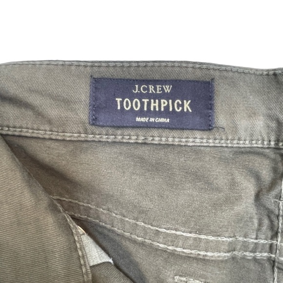 J. Crew Toothpick Olive Green Five Pocket Jeans Red/White Side Stripes Size 30 - Picture 10 of 12